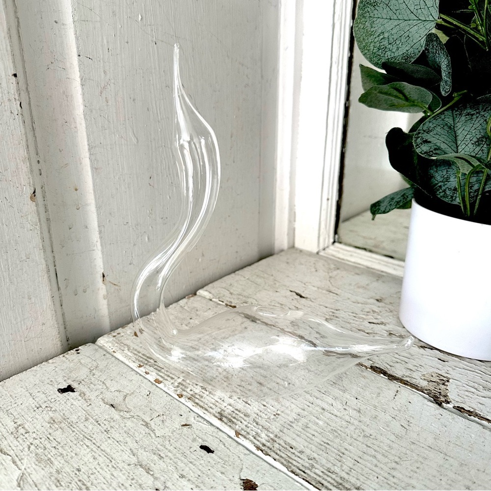 Vintage Swan Bird Clear Hand Blown Glass Art Bud Vase Hollow Delicate 6x6.5” - Picture 1 of 9